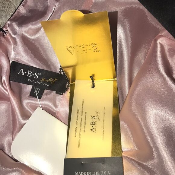 ABS Allen Schwartz Embellished Satin Pleated Mini Dress VINTAGE - Picture 5 of 5